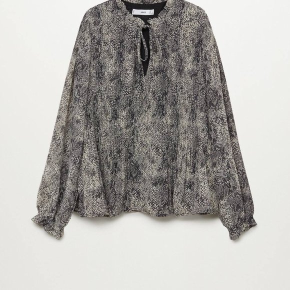 Mango Printed pleated blouse - Size 4 - Picture 4 of 16